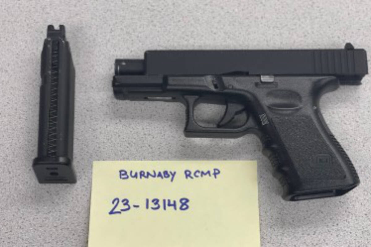 A group of teens got off with a warning when one was found with an imitation handgun inside Metrotown mall in Burnaby April 21, 2023, police said. (Burnaby RCMP)