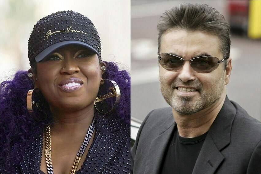 This combination of photos shows Missy Elliott and George Michael, who are among this year’s 2023 inductees into the Rock & Roll Hall of Fame. (AP Photo)