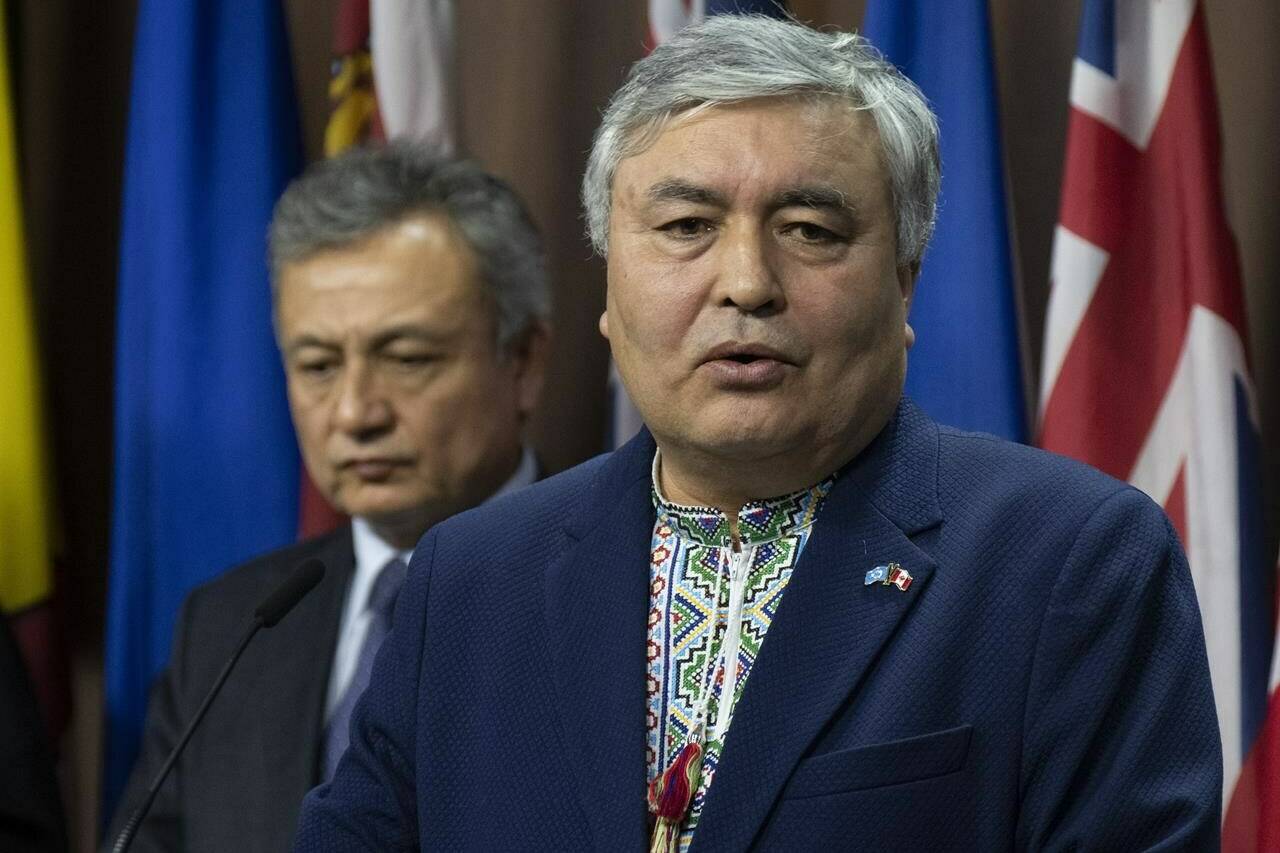 Uyghur Rights Advocacy Project executive director Mehmet Tohti speaks during a news conference, Wednesday, Feb. 1, 2023, in Ottawa. Investments in China by Canada’s largest public pension funds are facing increased scrutiny amid worsening relations between the two countries and allegations that some of those investments are funding the oppression of China’s Uyghur minority. THE CANADIAN PRESS/Adrian Wyld