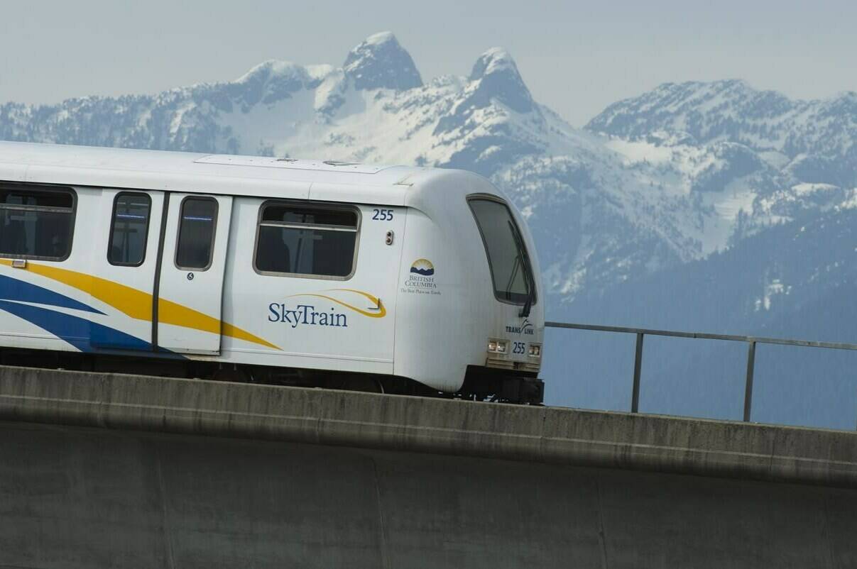 A SkyTrain is pictured in Burnaby, B.C., Tuesday, April 14, 2020. The union for more than 1,000 SkyTrain employees says it has reached a tentative five-year deal with the BC Rapid Transit Co.THE CANADIAN PRESS/Jonathan Hayward