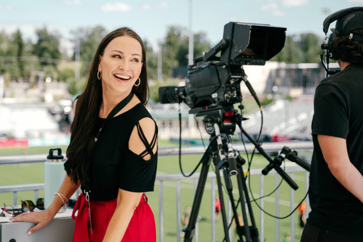 Caroline Frolic, the announcer for VFC home games, will be among the female sports personalities taking part in a meet-and-greet ahead of Sunday’s match against Winnipeg. (Beau Chevalier, VFC/Special to Langley Advance Times)