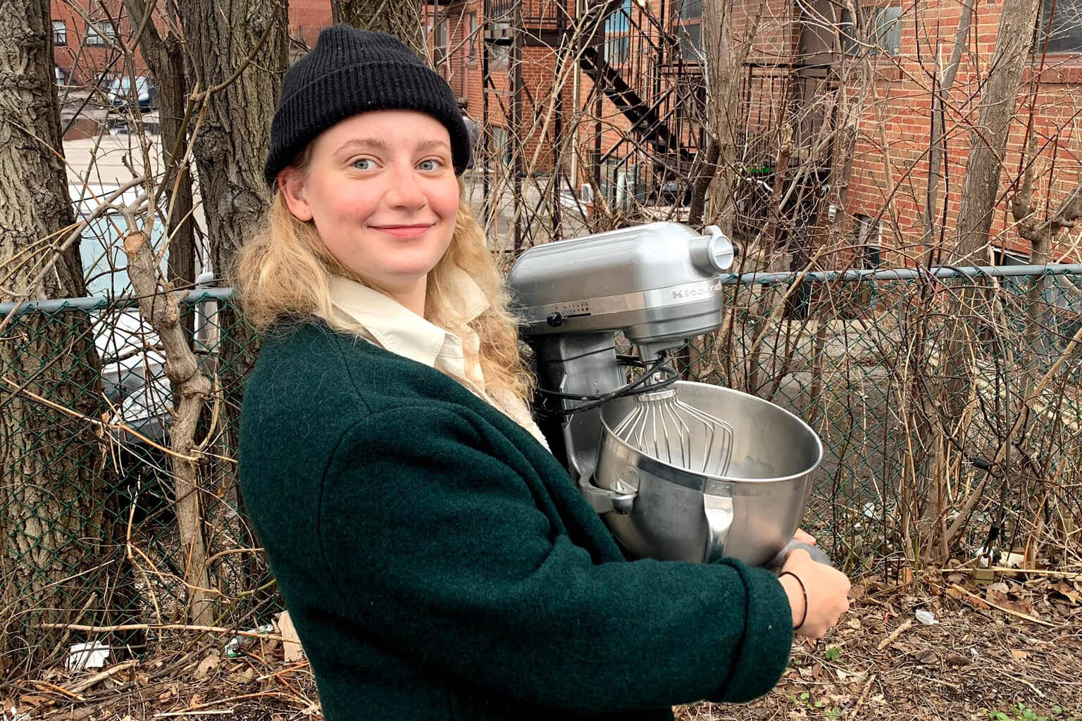 Kaitlyn Hundt-Lippett, pictured with her mixer Stanley. Hundt-Lippet is hoping someone driving to Nelson from Toronto will be able to bring her industrial kitchen mixer along in exchange for free baked goods. (Kaitlyn Alexandria Hundt-Lippett/Facebook)