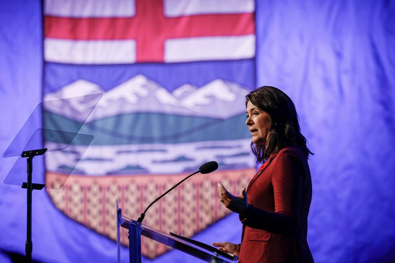 A group representing Canada’s engineers is urging Alberta’s premier to reconsider a proposal the province recently tabled that aims to loosen restrictions around who can use the “engineer” title. Alberta Premier Danielle Smith speaks to party faithful at the United Conservative Party annual general meeting in Calgary, Saturday, Nov. 4, 2023.THE CANADIAN PRESS/Jeff McIntosh